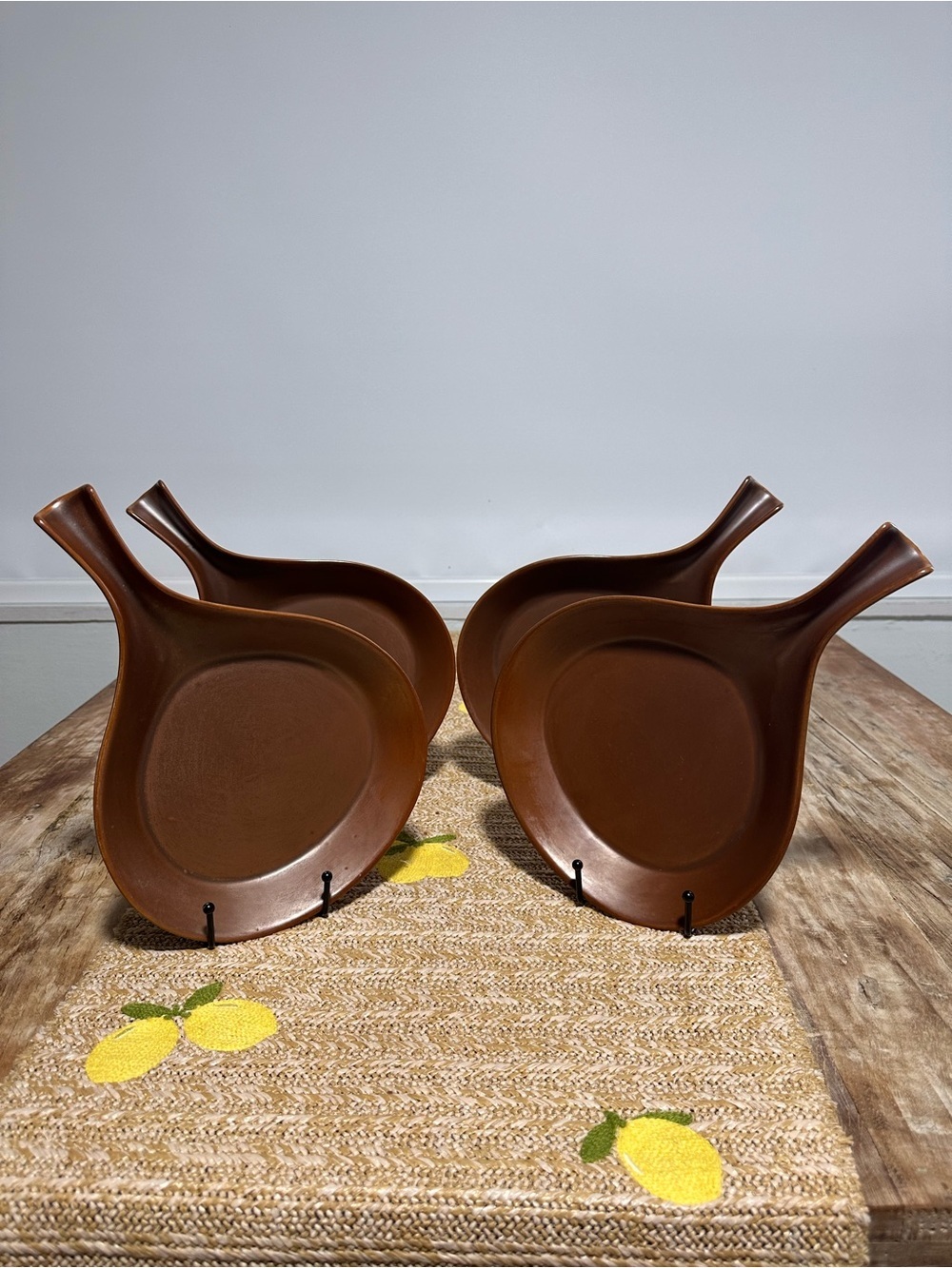 Vintage Hall Brown Cook Ware Skilket Matte Mid Century Lot of 4 #1675 USA Made